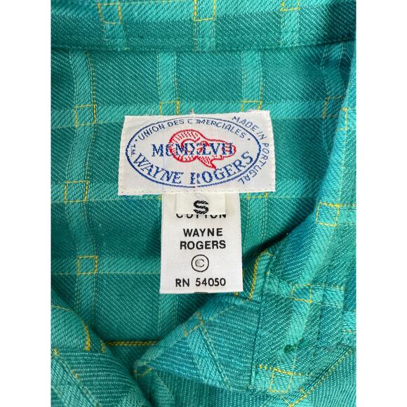 Wayne Rogers Vintage Grid Check Plaid Button Up Shirt SZ Small Country Western - Picture 4 of 5